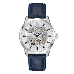 Bulova Sutton Automatic Men's White Skeleton Dial Stainless Steel Bracelet Watch