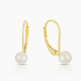 Sterling Silver Yellow Gold Plated Cultured Freshwater Pearl Drops