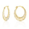 Thumbnail Image 1 of Silver & 9ct Yellow Gold Bonded Two Tone Textured Hoop Earring