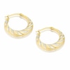 Thumbnail Image 2 of Silver & 9ct Yellow Gold Bonded Two Tone Textured Hoop Earring