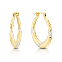 Sterling Silver & 9ct Yellow Gold Bonded Two Tone Hoop Earrings