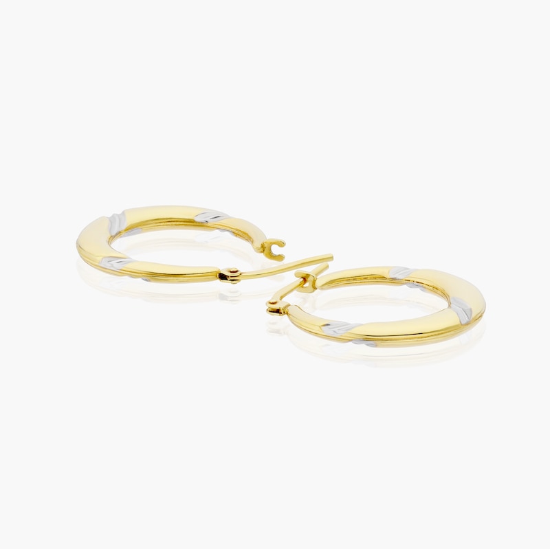 Main Image 2 of Sterling Silver & 9ct Yellow Gold Bonded Two Tone Hoop Earrings