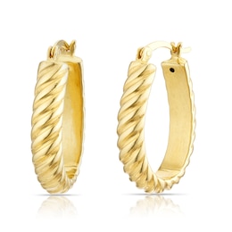 Sterling Silver 18ct Yellow Gold Plated Oval Twisted Hoop Earrings