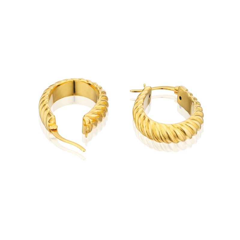 Main Image 2 of Sterling Silver 18ct Yellow Gold Plated Oval Twisted Hoop Earrings