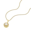 Thumbnail Image 2 of Silver Gold Plated Cubic Zirconia Round Halo Pendant Necklace 18"