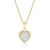 Thumbnail Image 1 of Silver Gold Plated Cubic Zirconia Heart Halo Pendant Necklace 18"
