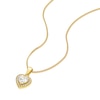 Thumbnail Image 2 of Silver Gold Plated Cubic Zirconia Heart Halo Pendant Necklace 18"