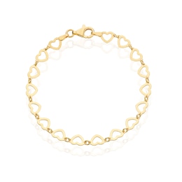 Sterling Silver Gold Plated Heart Link Bracelet 7"