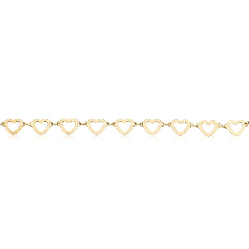 Main Image 2 of Sterling Silver Gold Plated Heart Link Bracelet 7"