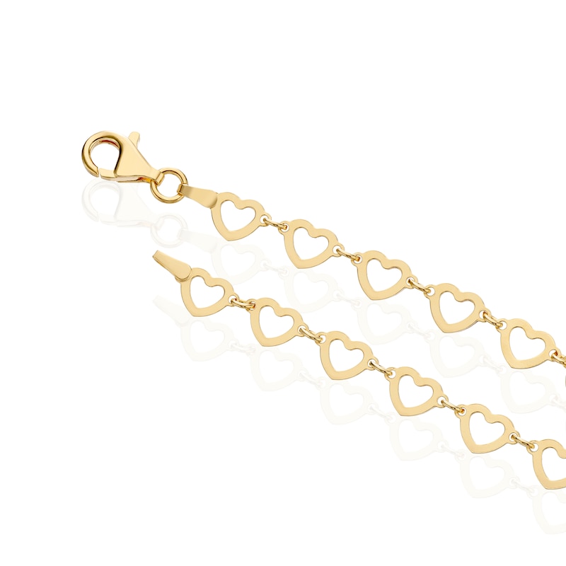 Main Image 3 of Sterling Silver Gold Plated Heart Link Bracelet 7"
