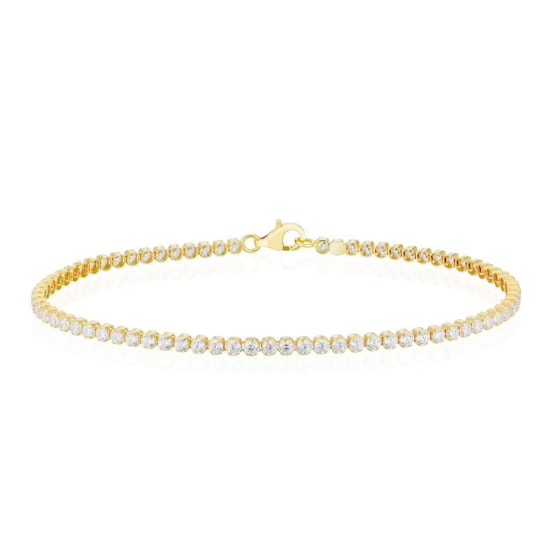Main Image 1 of Sterling Silver 18ct Yellow Gold Plated Cubic Zirconia Tennis Bracelet