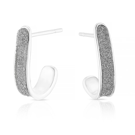 Sterling Silver Glitter Hook Shaped Stud Earrings