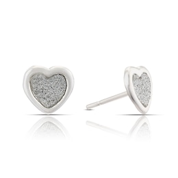 Sterling Silver Glitter Heart Stud Earrings