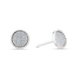 Sterling Silver Glitter Round Stud Earrings