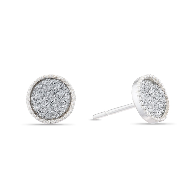 Main Image 1 of Sterling Silver Glitter Round Stud Earrings
