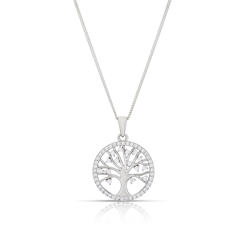 Main Image 1 of Sterling Silver Cubic Zirconia Tree Of Life Pendant