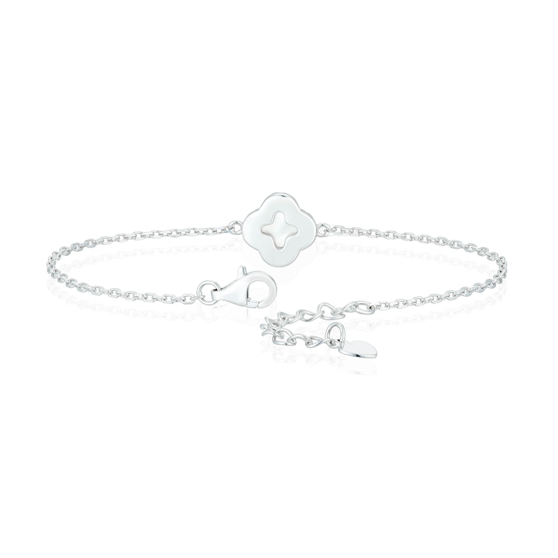 Main Image 3 of Sterling Silver Clover Mother Of Pearl & Cubic Zirconia Bracelet