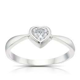 Sterling Silver Cubic Zirconia Heart Ring