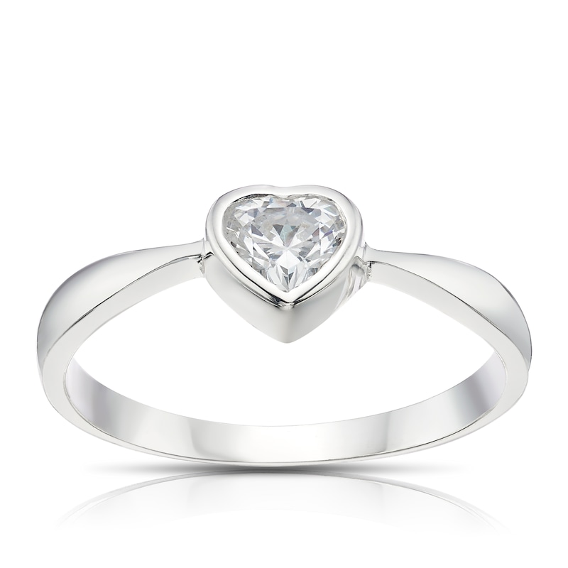 Main Image 1 of Sterling Silver Cubic Zirconia Heart Ring