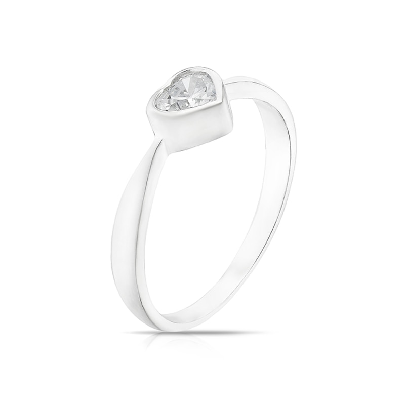 Main Image 2 of Sterling Silver Cubic Zirconia Heart Ring