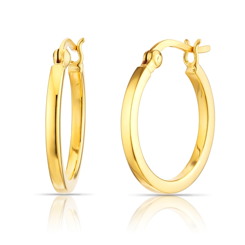 Main Image 1 of Sterling Silver Yellow Gold Plated 20mm Hoop Earrings