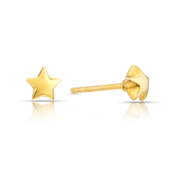 Sterling Silver 18ct Yellow Gold Plated Star Stud Earrings