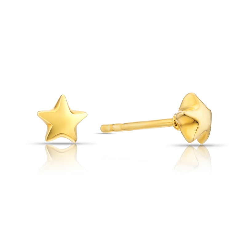 Main Image 1 of Sterling Silver 18ct Yellow Gold Plated Star Stud Earrings