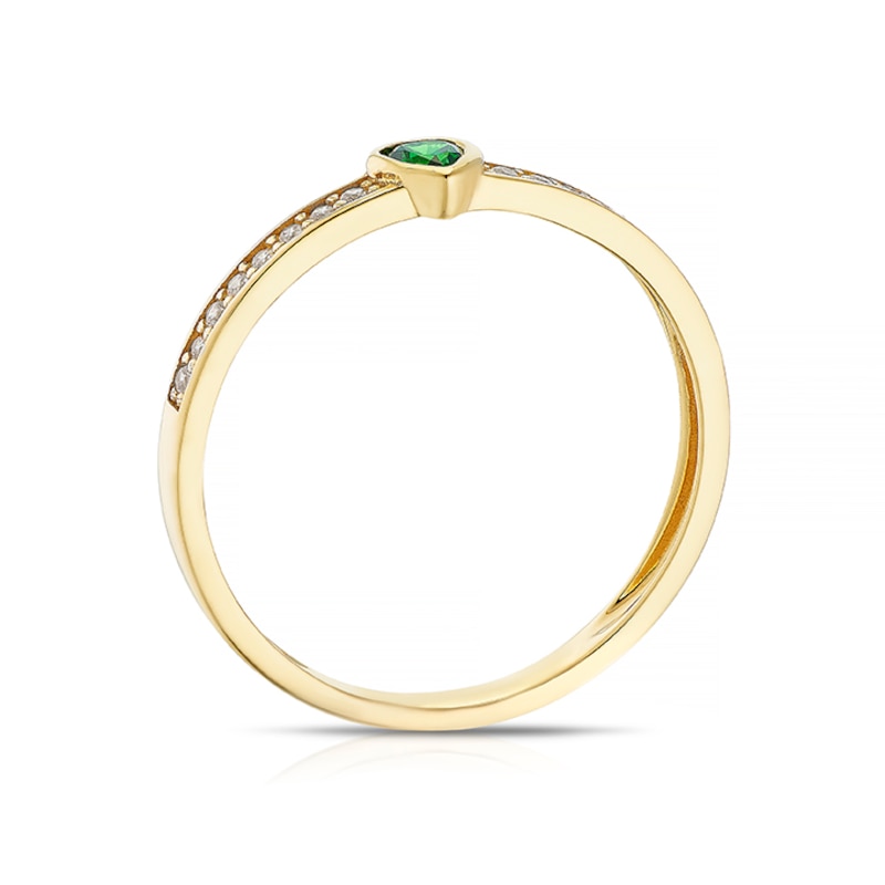 Main Image 3 of 9ct Yellow Gold Cubic Zirconia Green Heart Ring