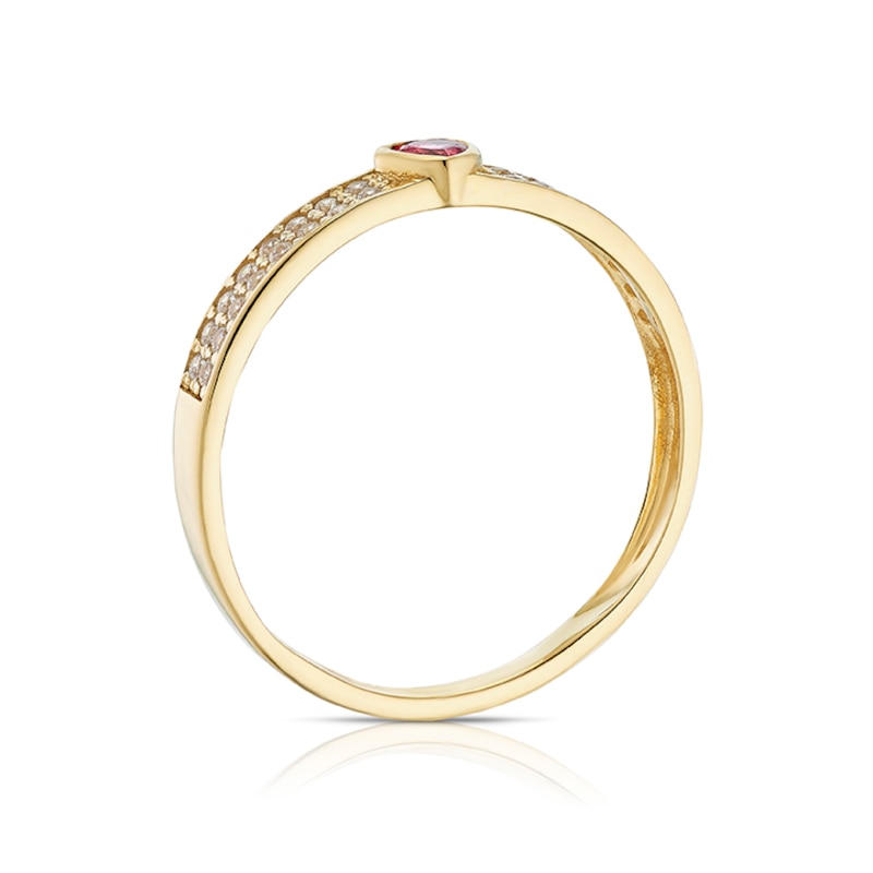 Main Image 3 of 9ct Yellow Gold Cubic Zirconia Pink Heart Ring