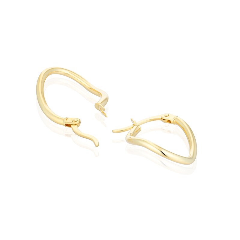 Main Image 2 of 9ct Yellow Gold Organic Shape Hoop Earrings