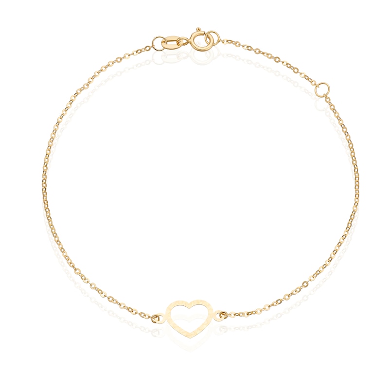 Main Image 1 of 9ct Yellow Gold Hammered Heart Bracelet