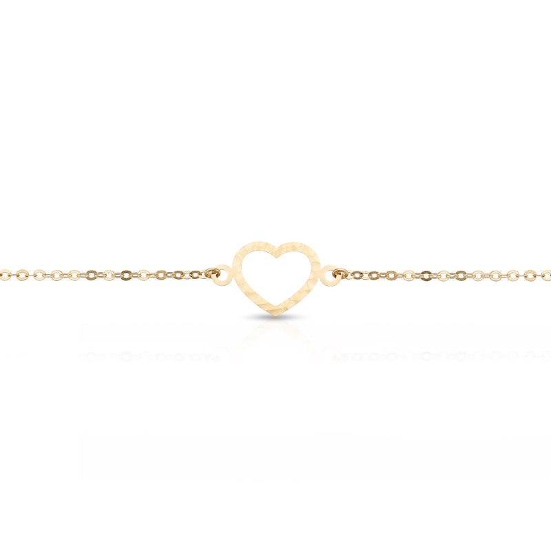 Main Image 2 of 9ct Yellow Gold Hammered Heart Bracelet