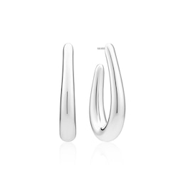 Sif Jakobs Goccia Pianura Medio Sterling Silver Tapered Teadrop Open Hoop Earrings
