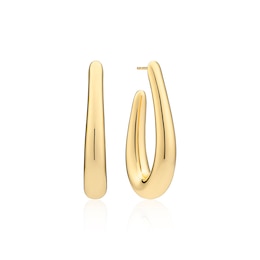 Sif Jakobs Goccia Pianura Medio Sterling Silver Gold Plated Tapered Teadrop Open Hoop Earrings
