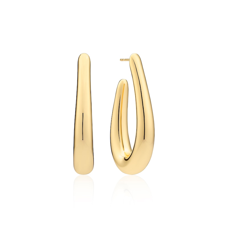 Main Image 1 of Sif Jakobs Goccia Pianura Medio Sterling Silver Gold Plated Tapered Teadrop Open Hoop Earrings