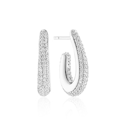 Sif Jakobs Goccia Parvus Sterling Silver Cubic Zirconia Elongated Half Hoop Earrings