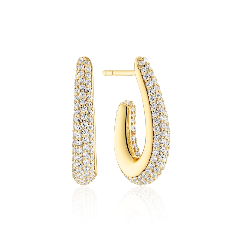 Main Image 1 of Sif Jakobs Goccia Parvus Sterling Silver Yellow Gold Plated Cubic Zirconia Elongated Half Hoop Earrings