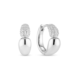 Sif Jakobs Goccia Creolo Piccolo Sterling Silver Half Arc Cubic Zirconia Huggie Earrings