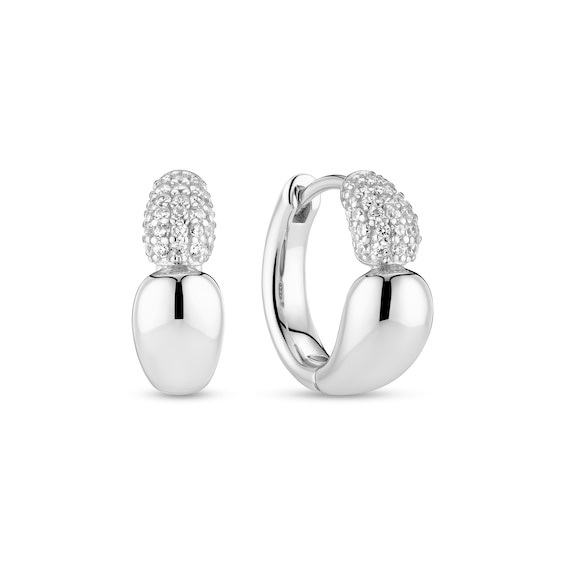 Sif Jakobs Goccia Creolo Piccolo Sterling Silver Half Arc Cubic Zirconia Huggie Earrings