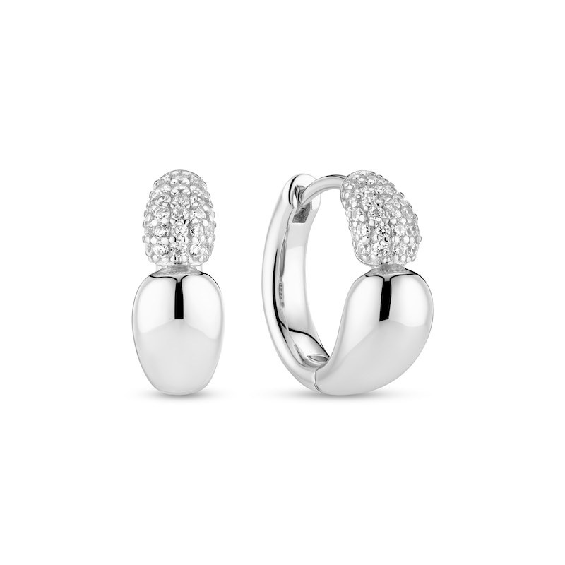 Main Image 1 of Sif Jakobs Goccia Creolo Piccolo Sterling Silver Half Arc Cubic Zirconia Huggie Earrings