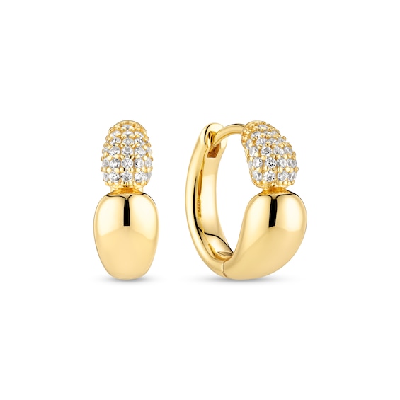 Sif Jakobs Goccia Creolo Piccolo Sterling Silver Gold Plated Half Arc Cubic Zirconia Huggie Earrings