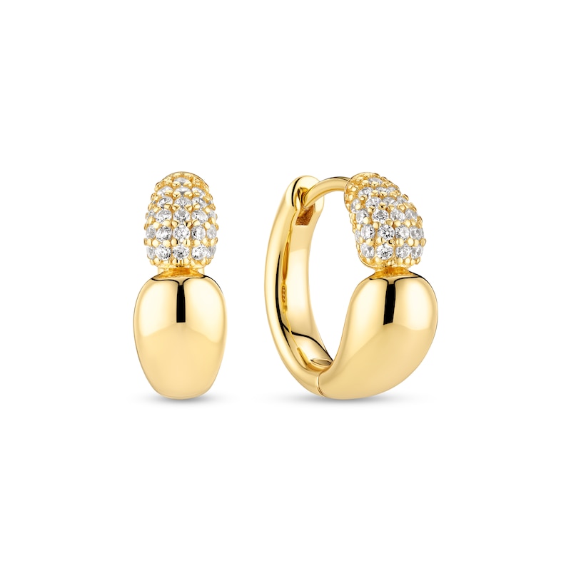 Main Image 1 of Sif Jakobs Goccia Creolo Piccolo Sterling Silver Gold Plated Half Arc Cubic Zirconia Huggie Earrings