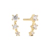 Thumbnail Image 1 of Sif Jakobs Lucente Tre Sterling Silver Yellow Gold Plated Curved Bar Triple Cubic Zirconia Stud Earrings