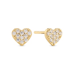 Sif Jakobs Cuore Sterling Silver Yellow Gold Plated Cubic Zirconia Heart Stud Earrings