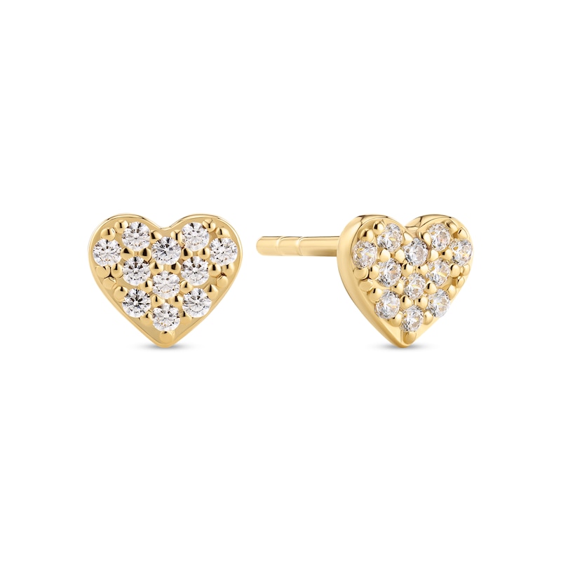 Main Image 1 of Sif Jakobs Cuore Sterling Silver Yellow Gold Plated Cubic Zirconia Heart Stud Earrings