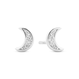 Sif Jakobs Luna Sterling Silver Crescent Moon Cubic Zirconia Stud Earrings