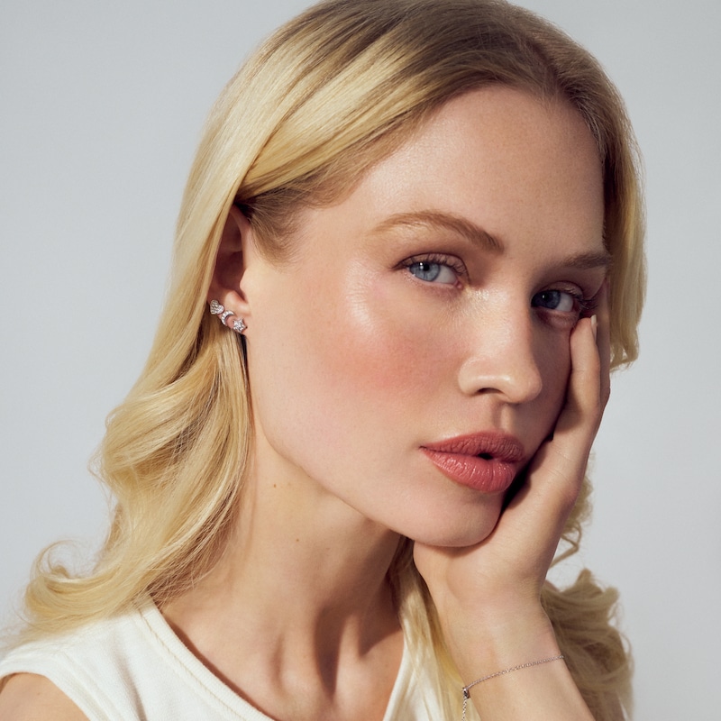 Main Image 2 of Sif Jakobs Luna Sterling Silver Crescent Moon Cubic Zirconia Stud Earrings