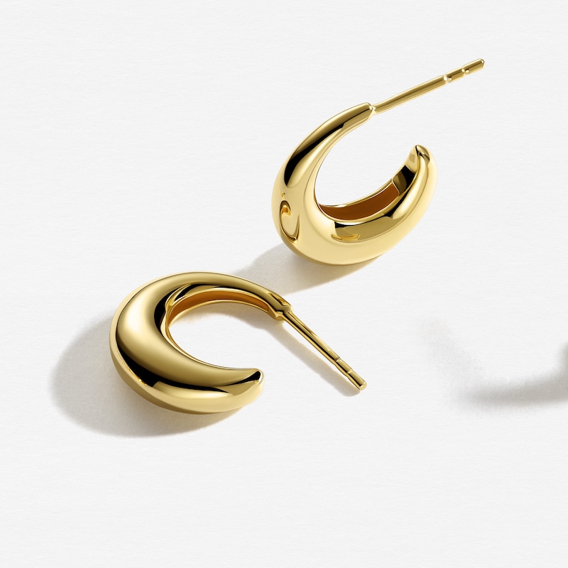 Main Image 2 of Sif Jakobs Gocciolina Piccolo Sterling Silver Yellow Gold Plate Crescent Shaped Stud Earrings