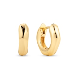 Sif Jakobs Roccia Sterling Silver Yellow Gold Plated Asymmetrical Huggie Hoop Earrings
