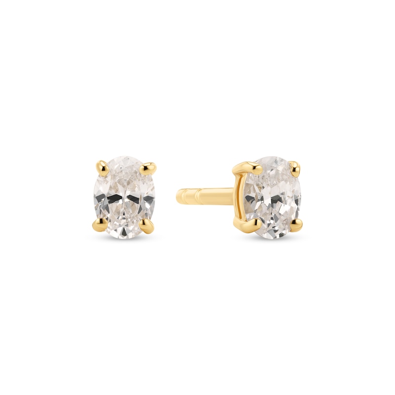 Main Image 1 of Sif Jakobs Ovale Sterling Silver Gold Plated Oval Cut Cubic Zirconia Stud Earrings